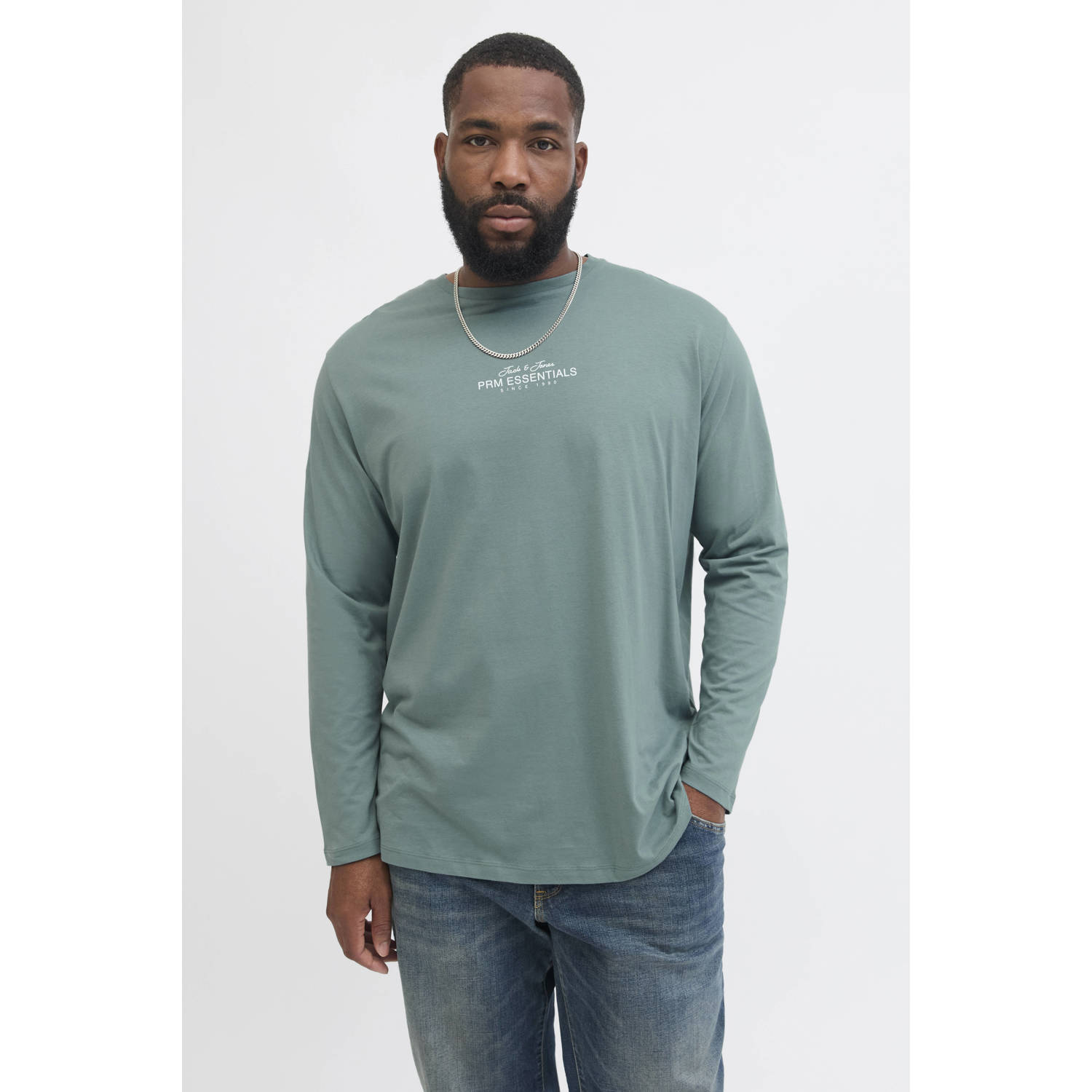 JACK & JONES PLUS SIZE longsleeve blauw