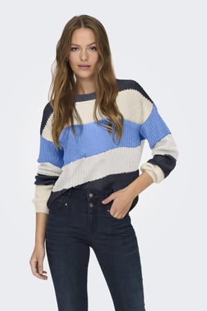 gestreepte gebreide trui blauw