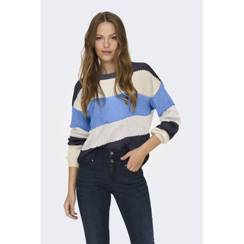 JDY gestreepte gebreide trui blauw afbeelding