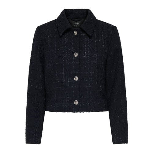 JDY bouclé cropped blazer zwart met glitter afbeelding