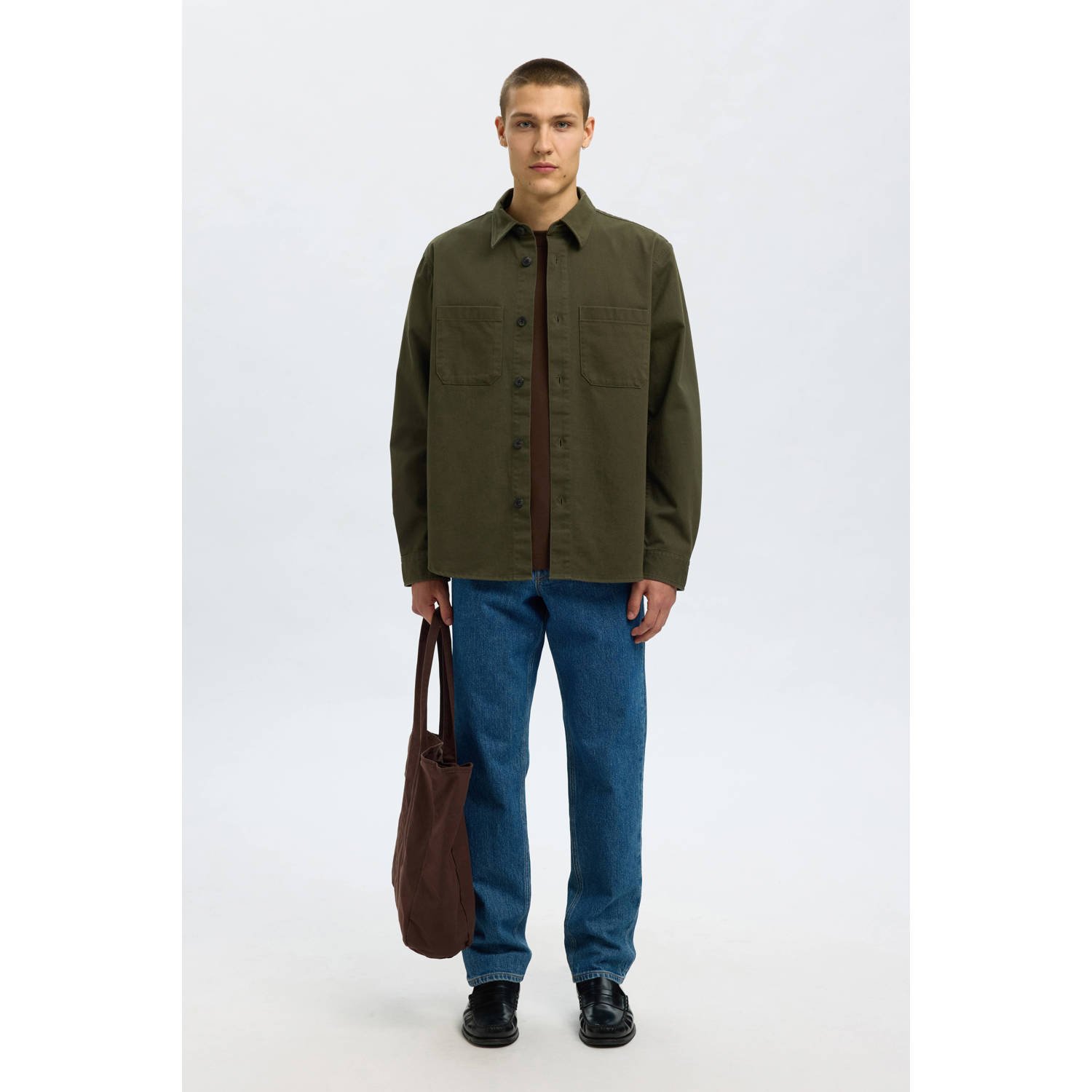 SELECTED HOMME overshirt donkergroen