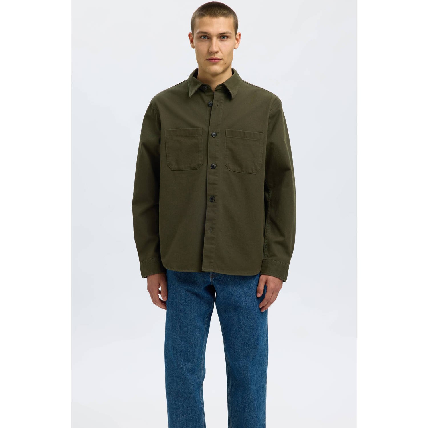 SELECTED HOMME overshirt donkergroen