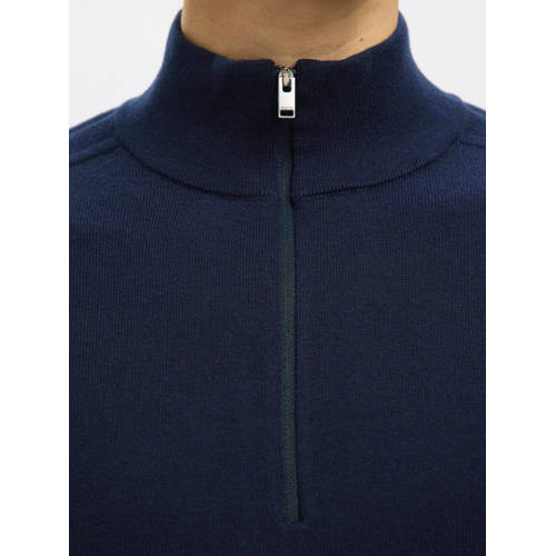 SELECTED HOMME trui fijn gebreid donkerblauw afbeelding