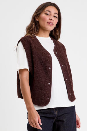 teddy gilet donkerbruin