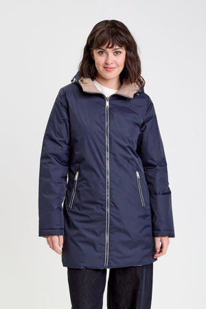 reversible jas donkerblauw/ beige