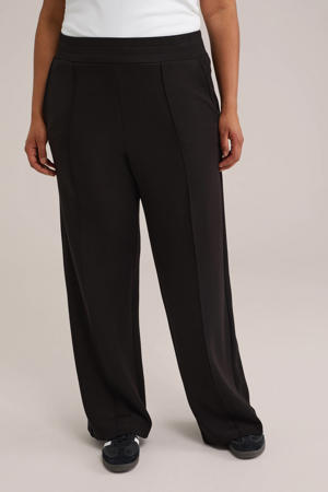 straight regular waist casual broek zwart