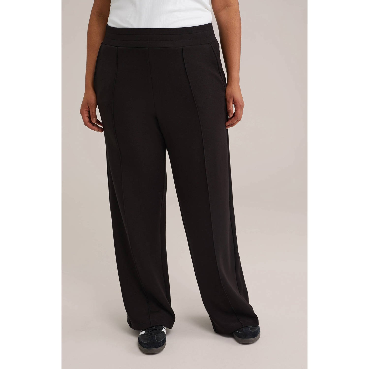 WE Fashion straight regular waist casual broek zwart
