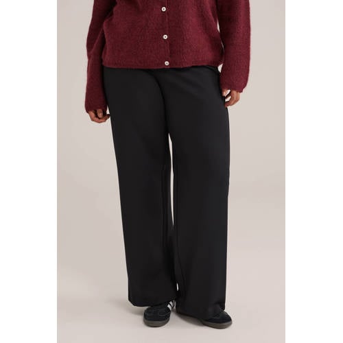 WE Fashion Curve jersey straight regular waist pantalon zwart afbeelding