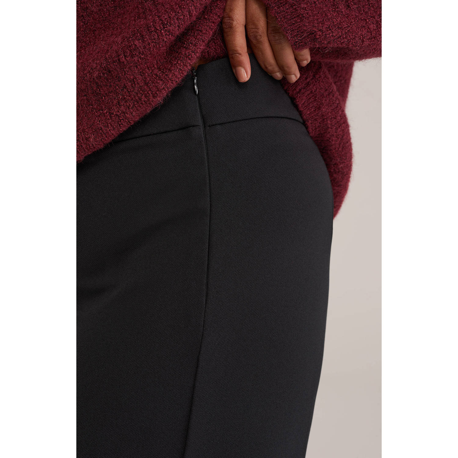 WE Fashion jersey straight regular waist pantalon zwart