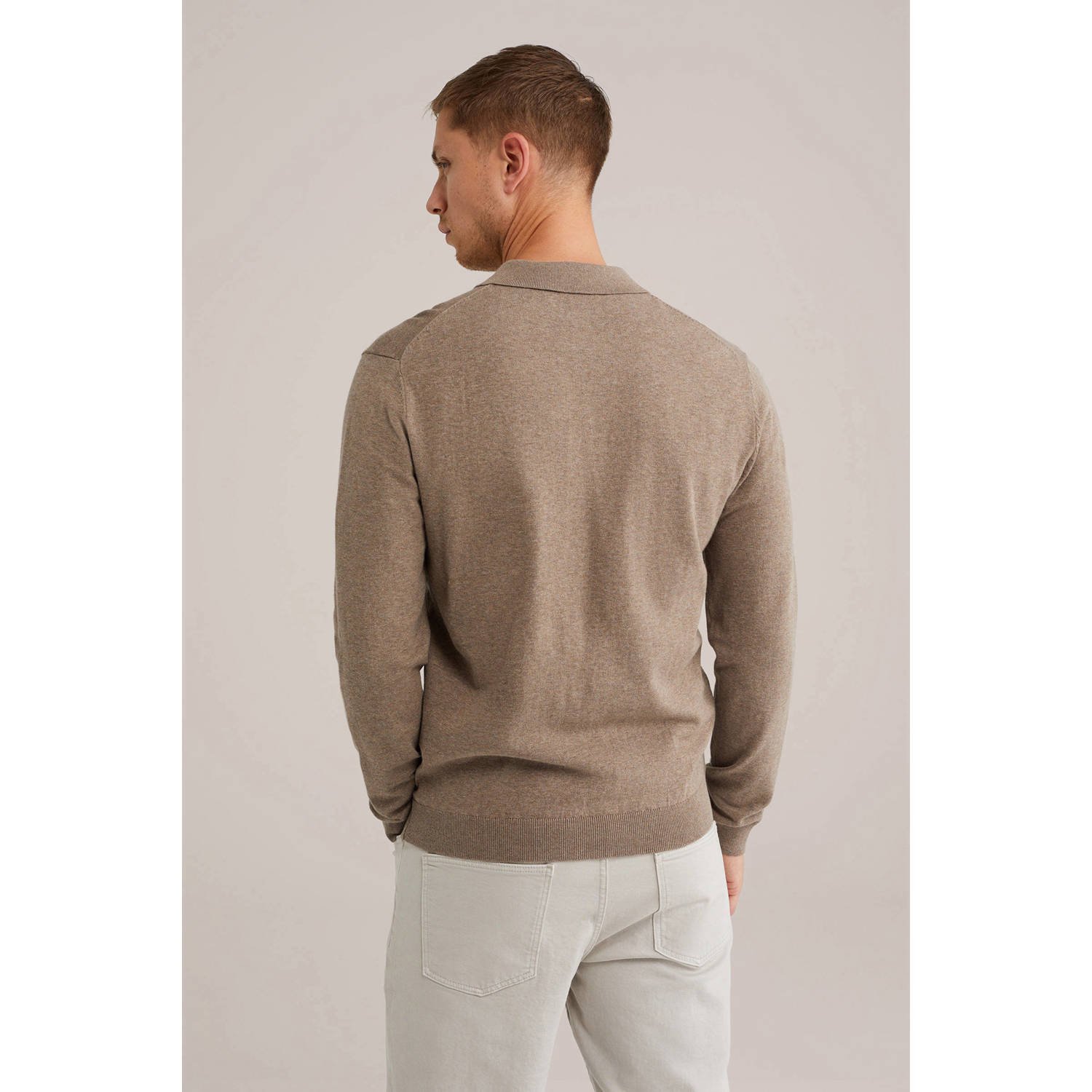 WE Fashion regular polo gebreid bruin
