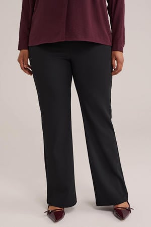 flared regular waist casual broek zwart