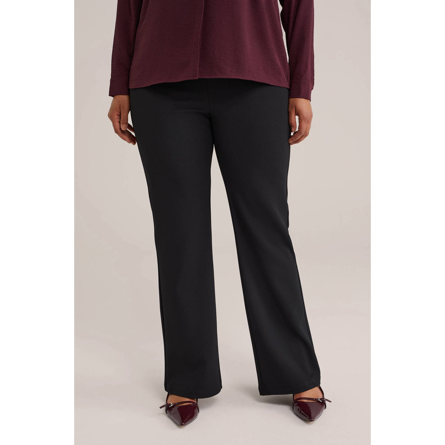WE Fashion flared regular waist casual broek zwart