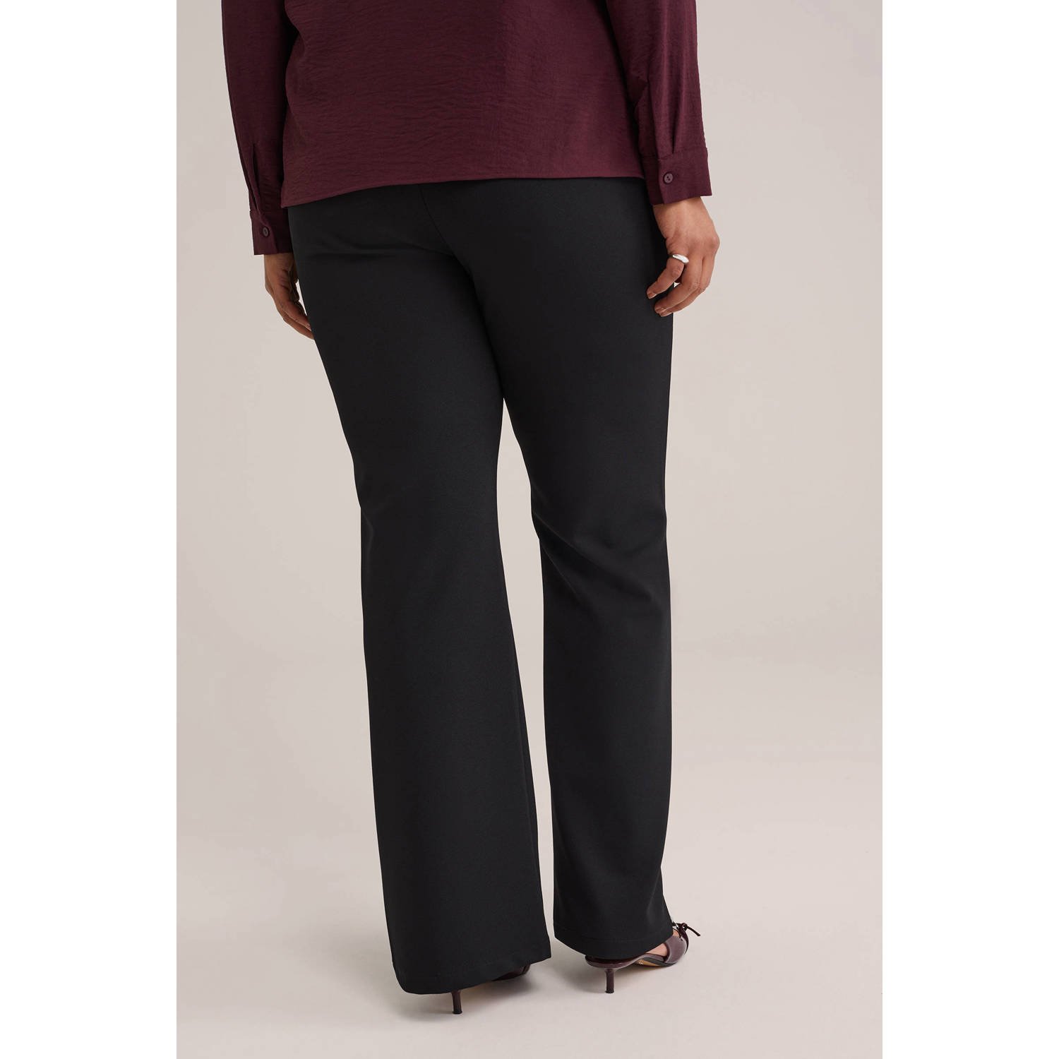 WE Fashion flared regular waist casual broek zwart