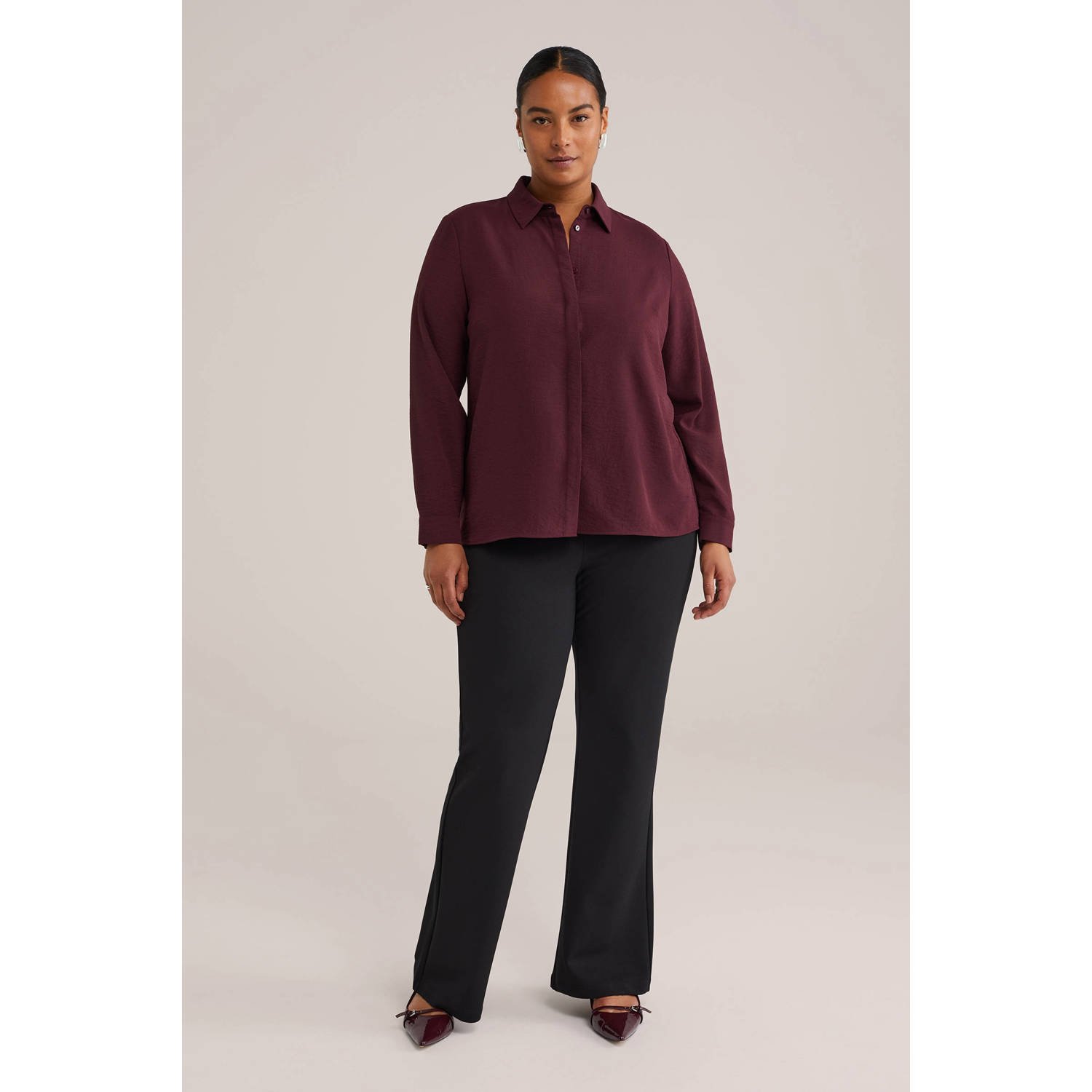 WE Fashion flared regular waist casual broek zwart