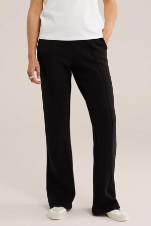 straight regular waist flared broek zwart