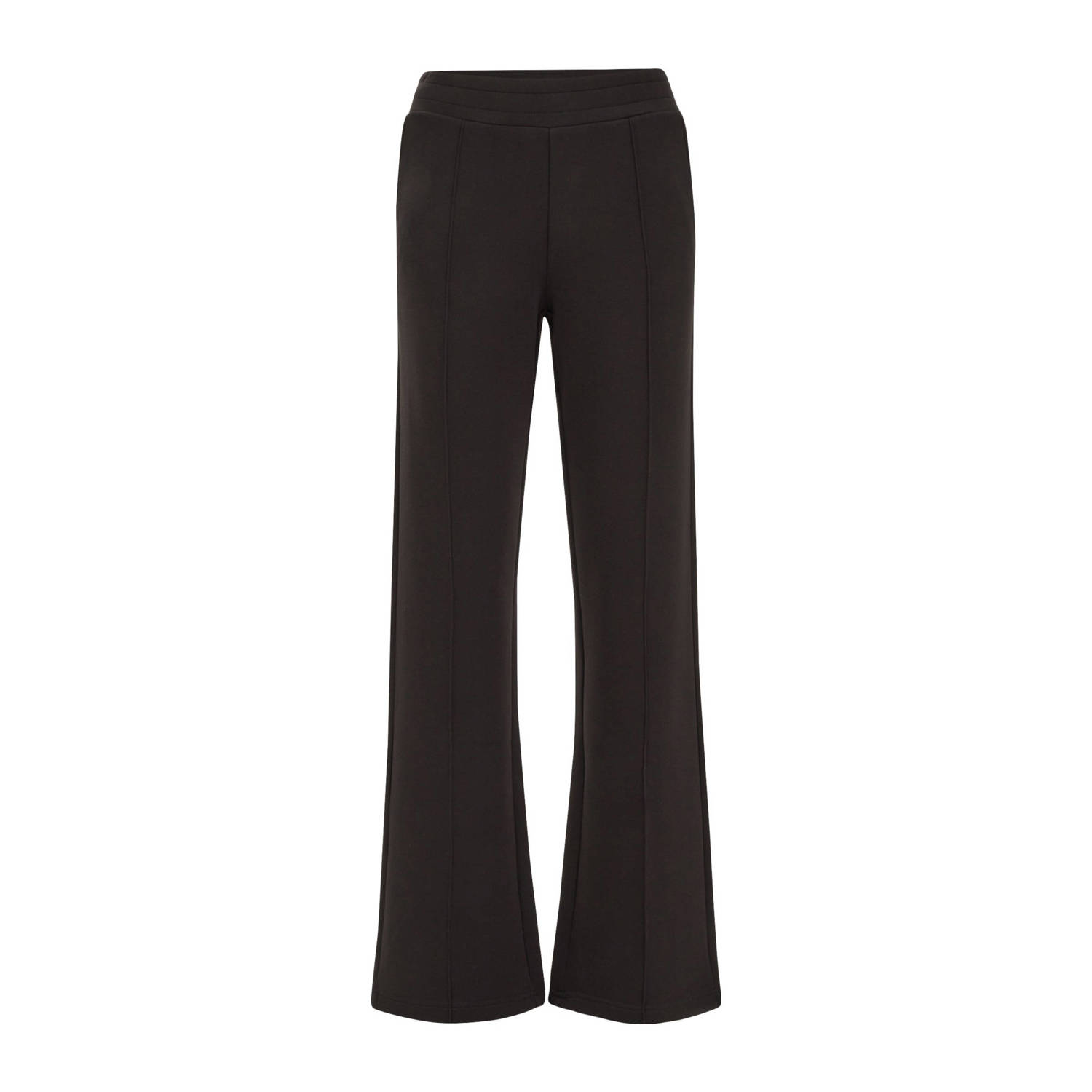 WE Fashion straight regular waist flared broek zwart