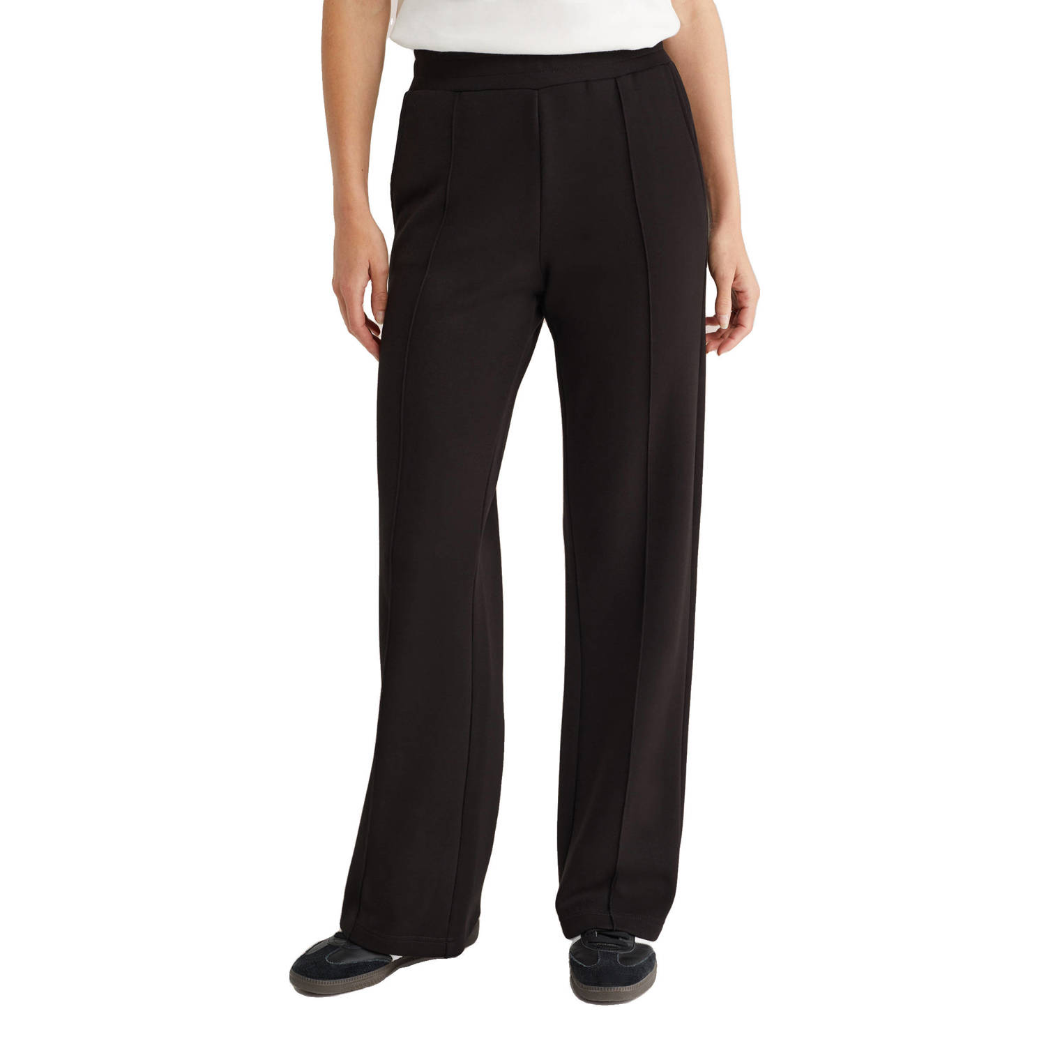 WE Fashion straight regular waist flared broek zwart