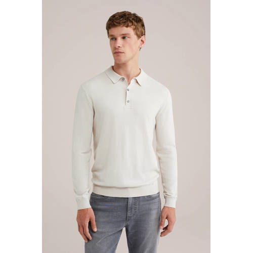 WE Fashion regular polo gebreid ecru afbeelding