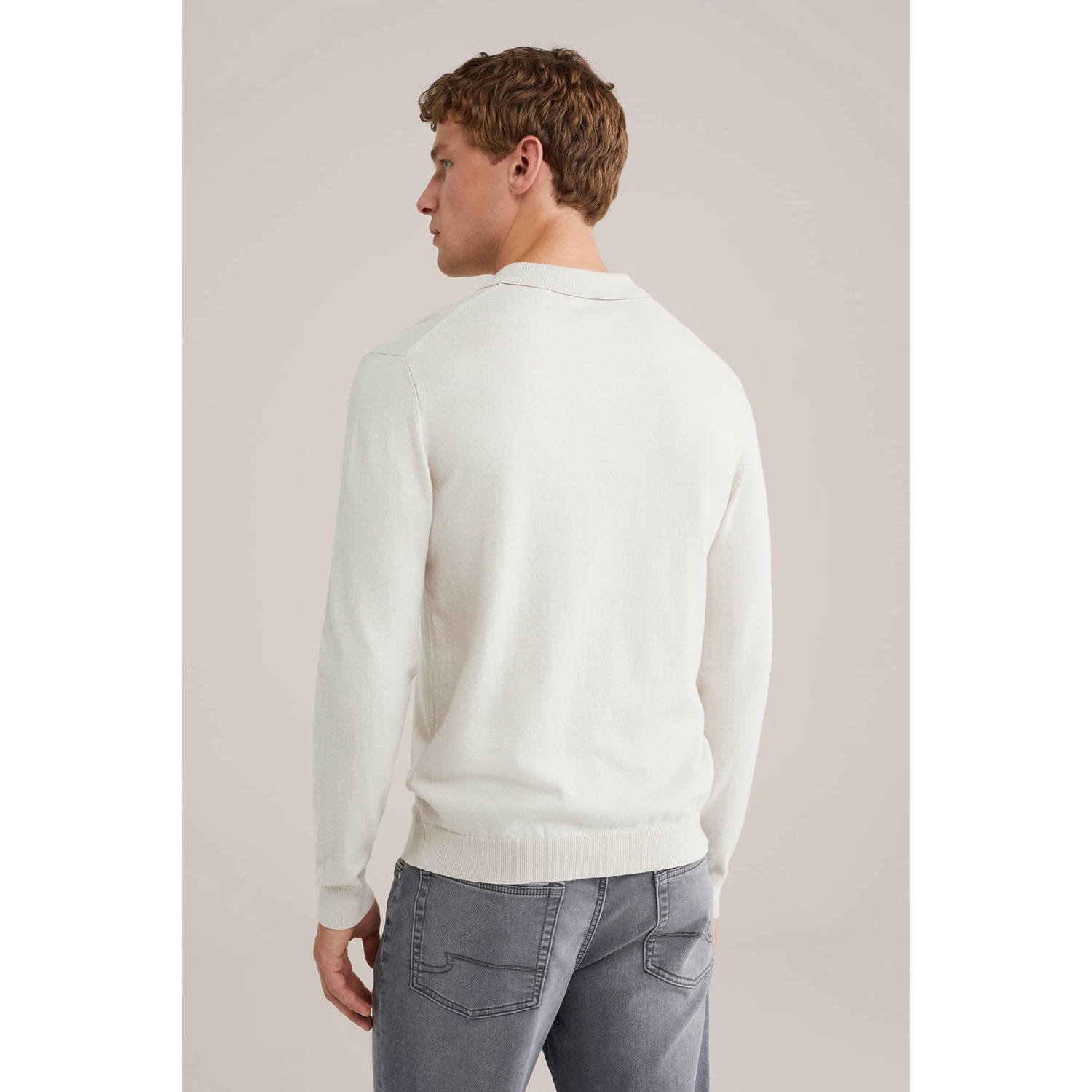 WE Fashion regular polo gebreid ecru