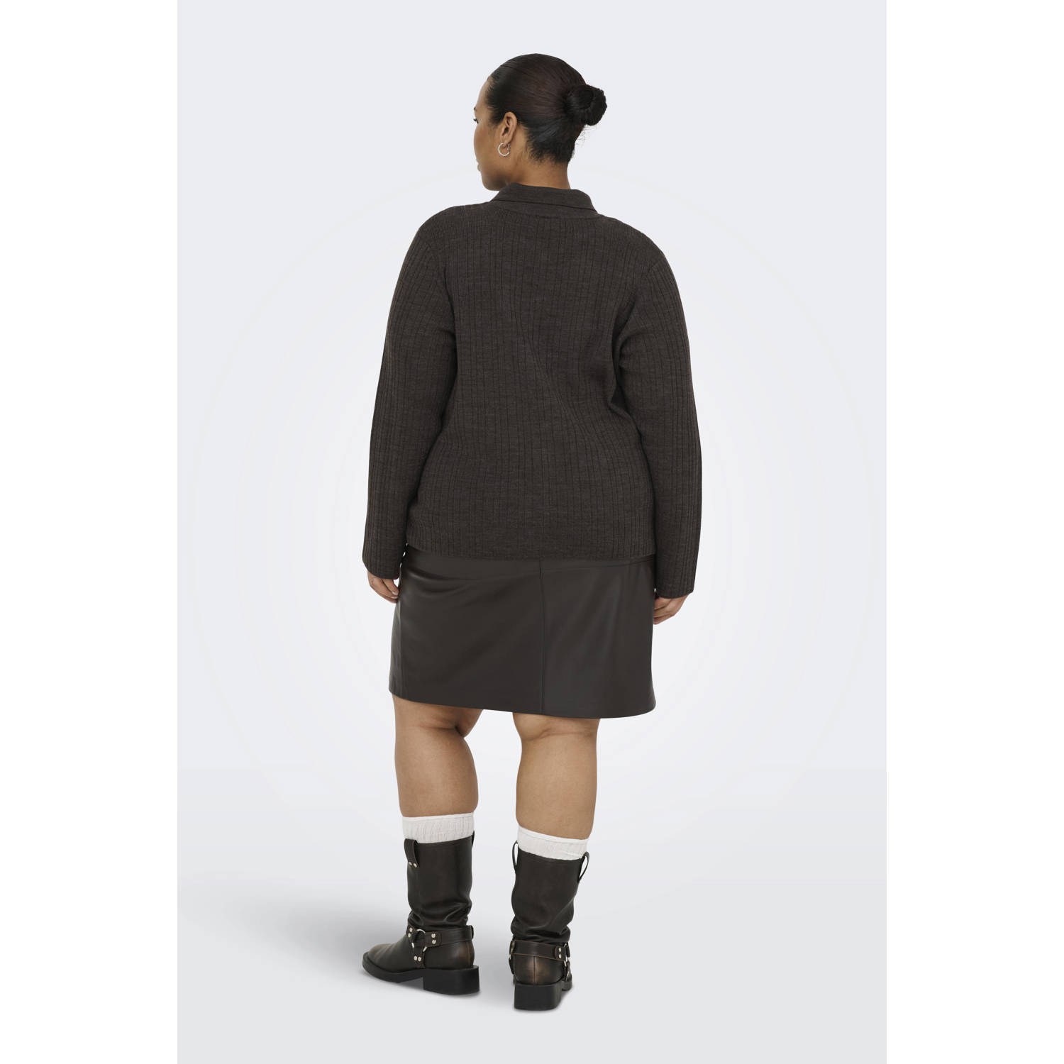 ONLY CARMAKOMA gebreid vest bruin