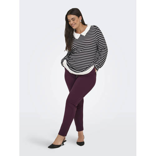 ONLY CARMAKOMA slim regular waist casual broek donkerrood afbeelding