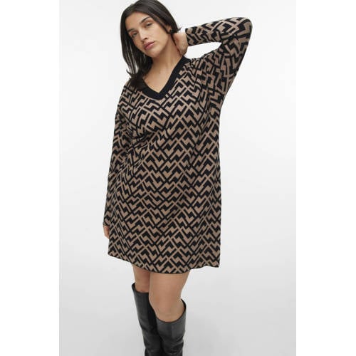 VERO MODA CURVE midi jurk beige afbeelding