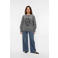 VERO MODA CURVE gebloemde trui grijs gebreid