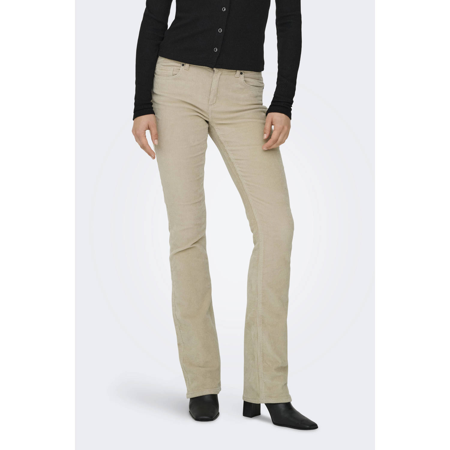 ONLY corduroy flared regular waist flared broek ecru