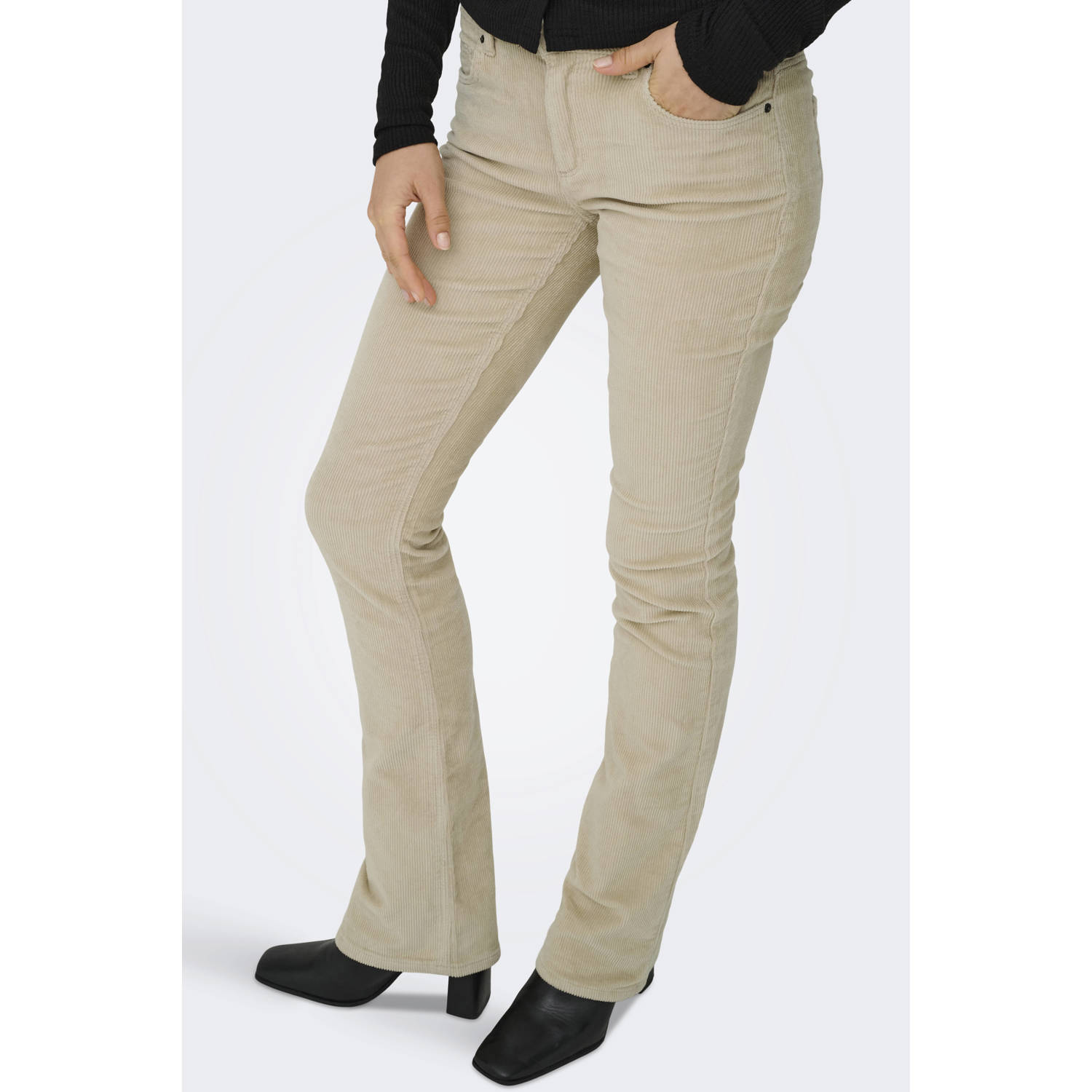 ONLY corduroy flared regular waist flared broek ecru