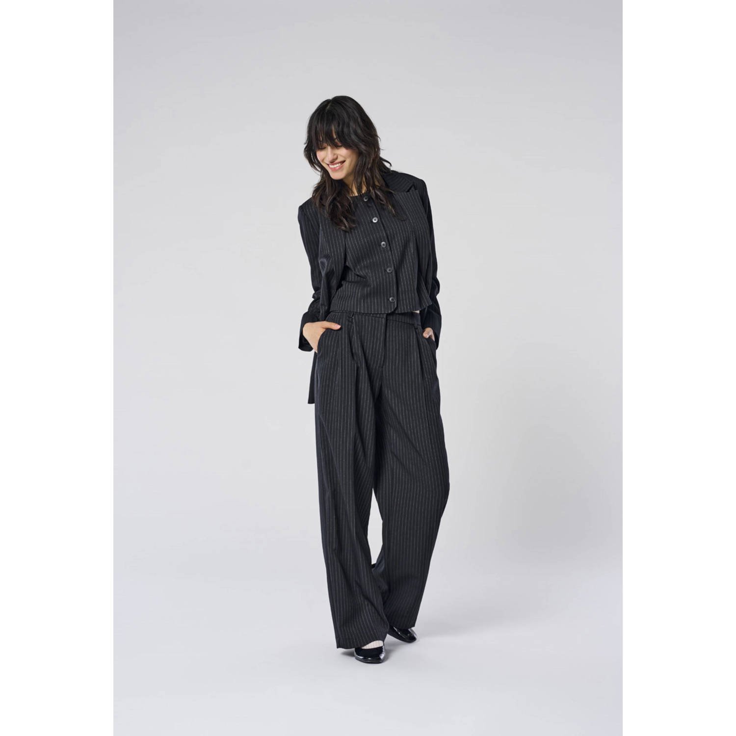 ONLY straight high waist broek zwart