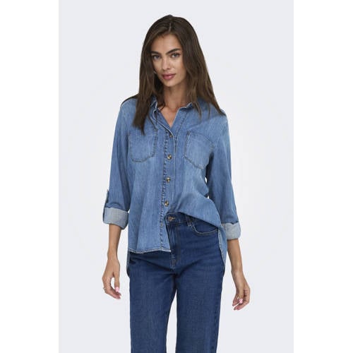 ONLY denim blouse medium blue denim afbeelding