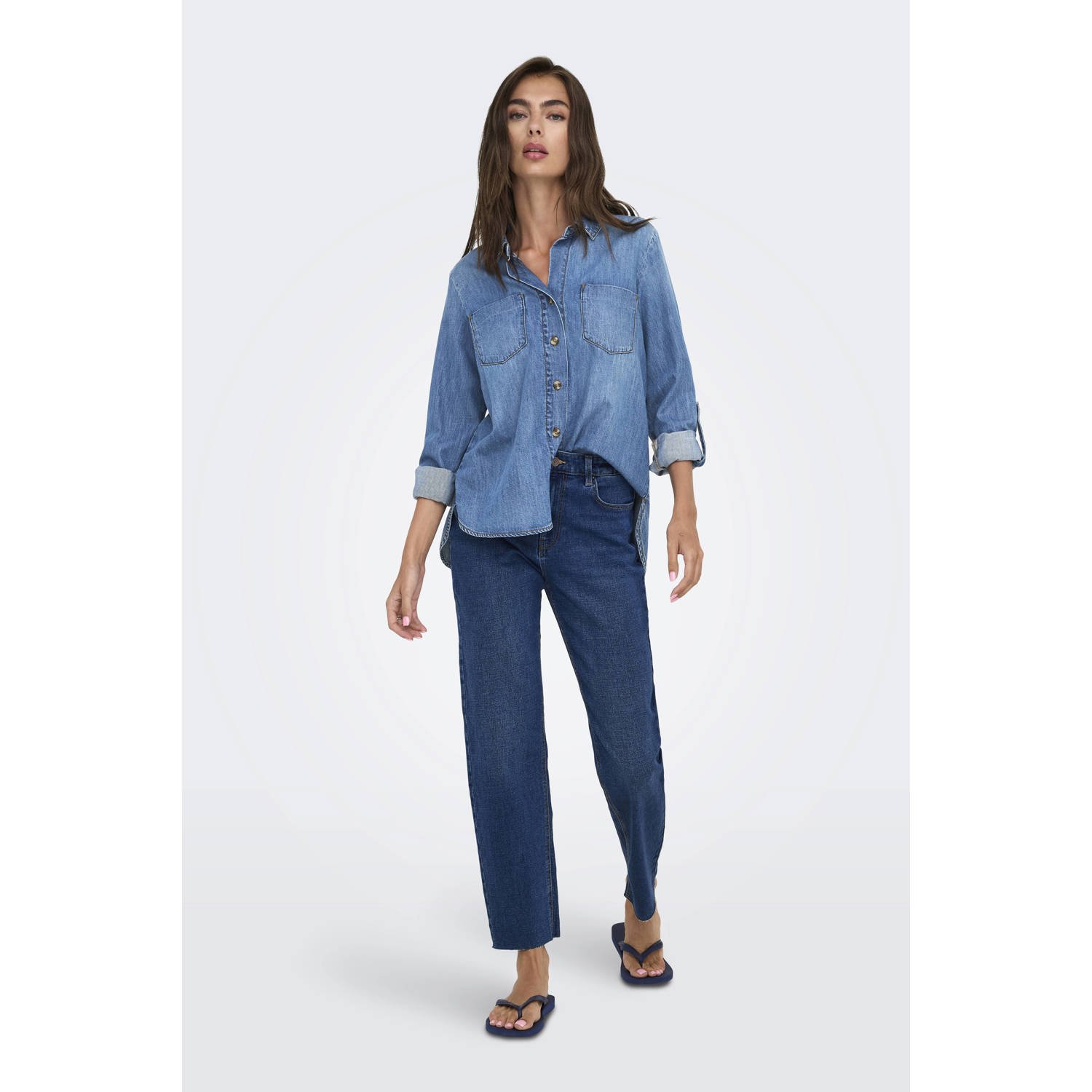 ONLY denim blouse medium blue denim