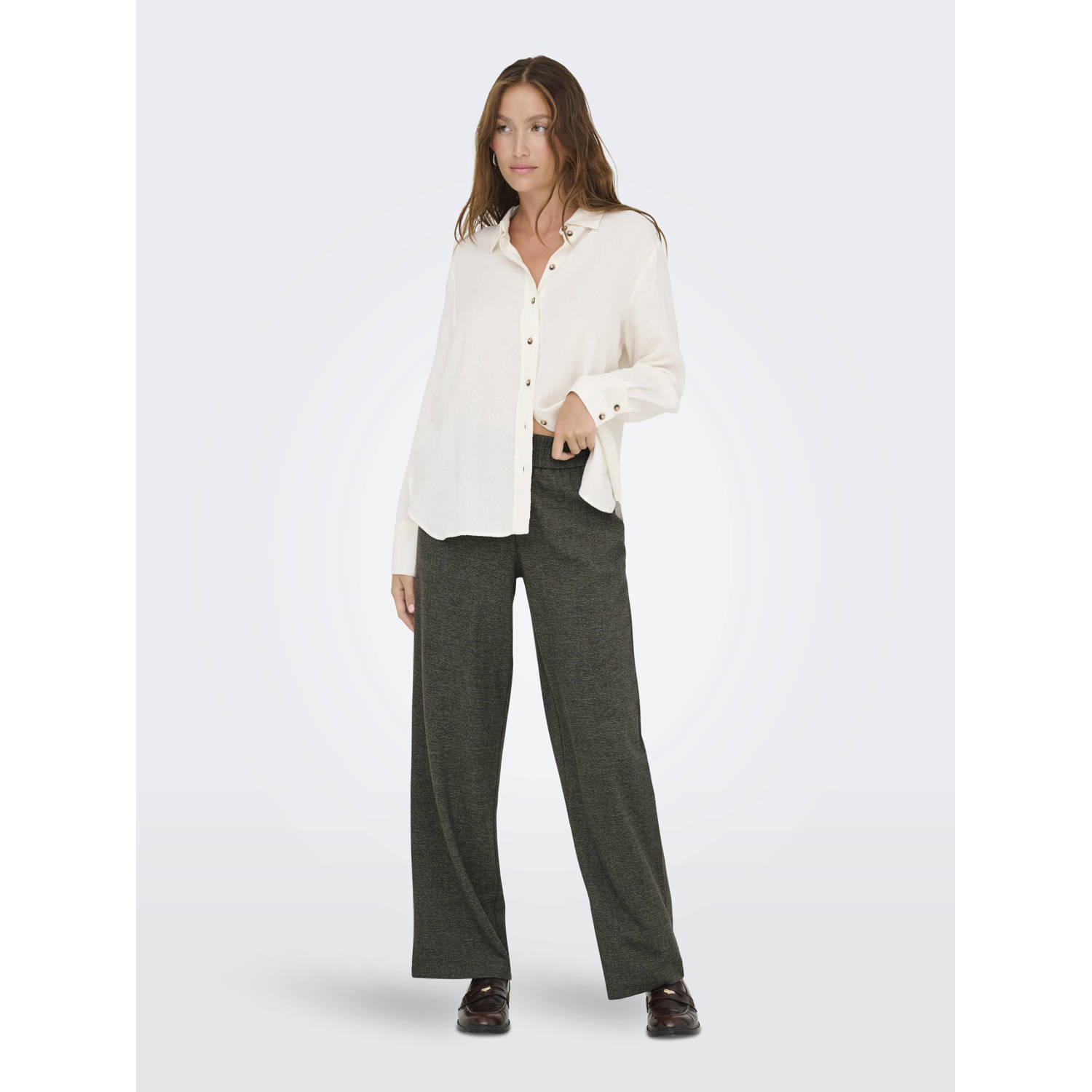 ONLY straight high waist broek grijs