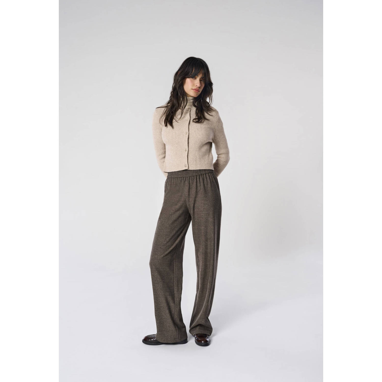 ONLY straight high waist broek grijs