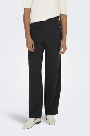 wide leg regular waist casual broek zwart