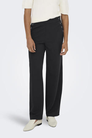 wide leg regular waist casual broek zwart