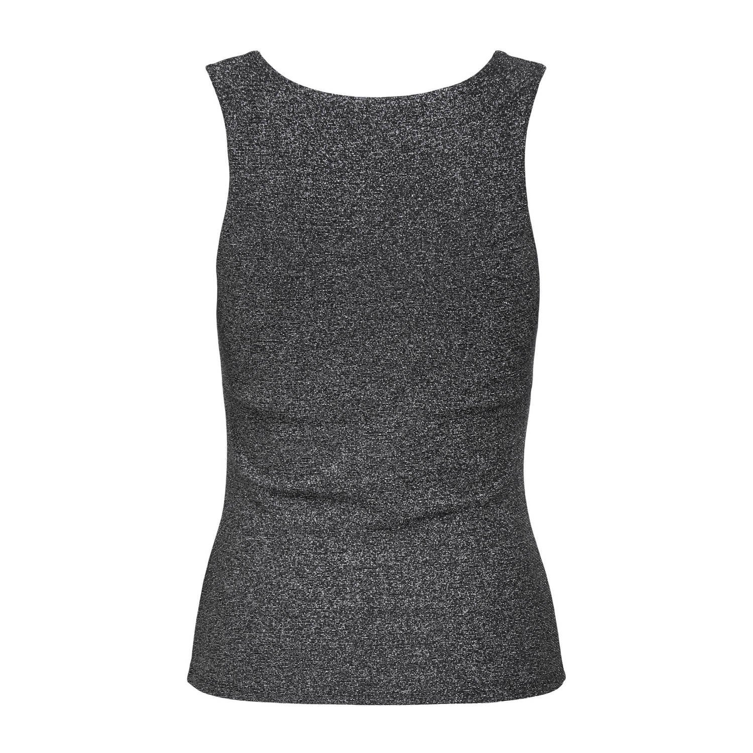 ONLY mouwloze top zilver met glitter