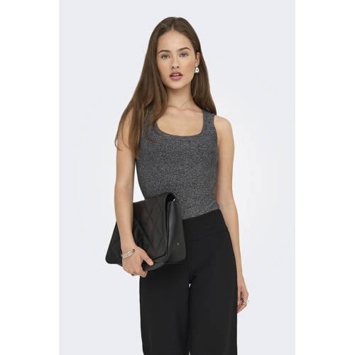 ONLY mouwloze top zilver met glitter afbeelding