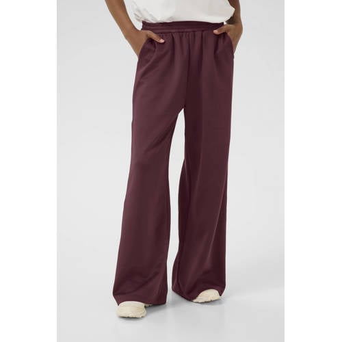 Kaffe wide leg high waist broek donkerrood afbeelding