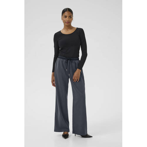 Kaffe wide leg high waist broek grijs afbeelding
