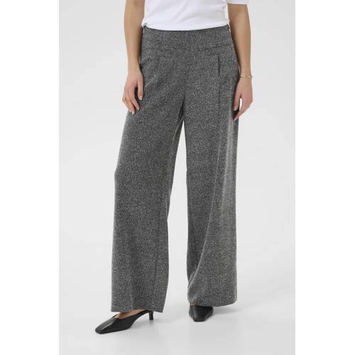 Kaffe wide leg high waist broek zilver met glitter afbeelding