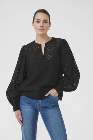 top met zebraprint zwart