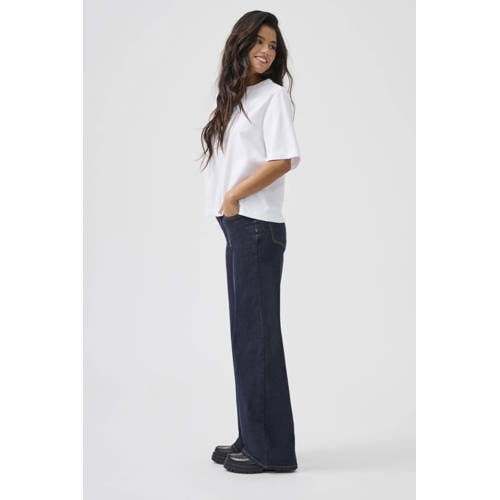 ONLY high waist wide leg jeans dark blue denim afbeelding