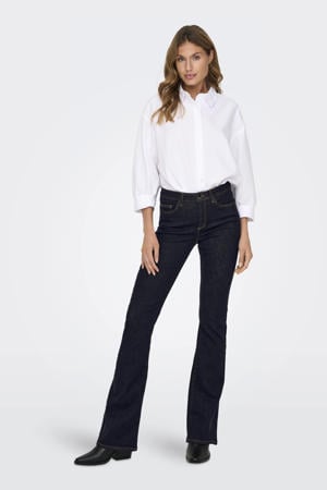 flared jeans dark blue denim