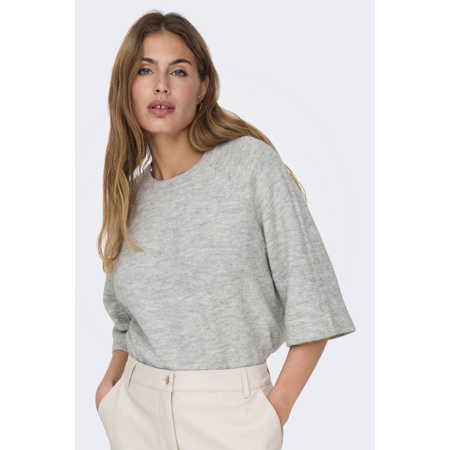 Only Simoni Pullover Licht Grijs Melange Gray Dames