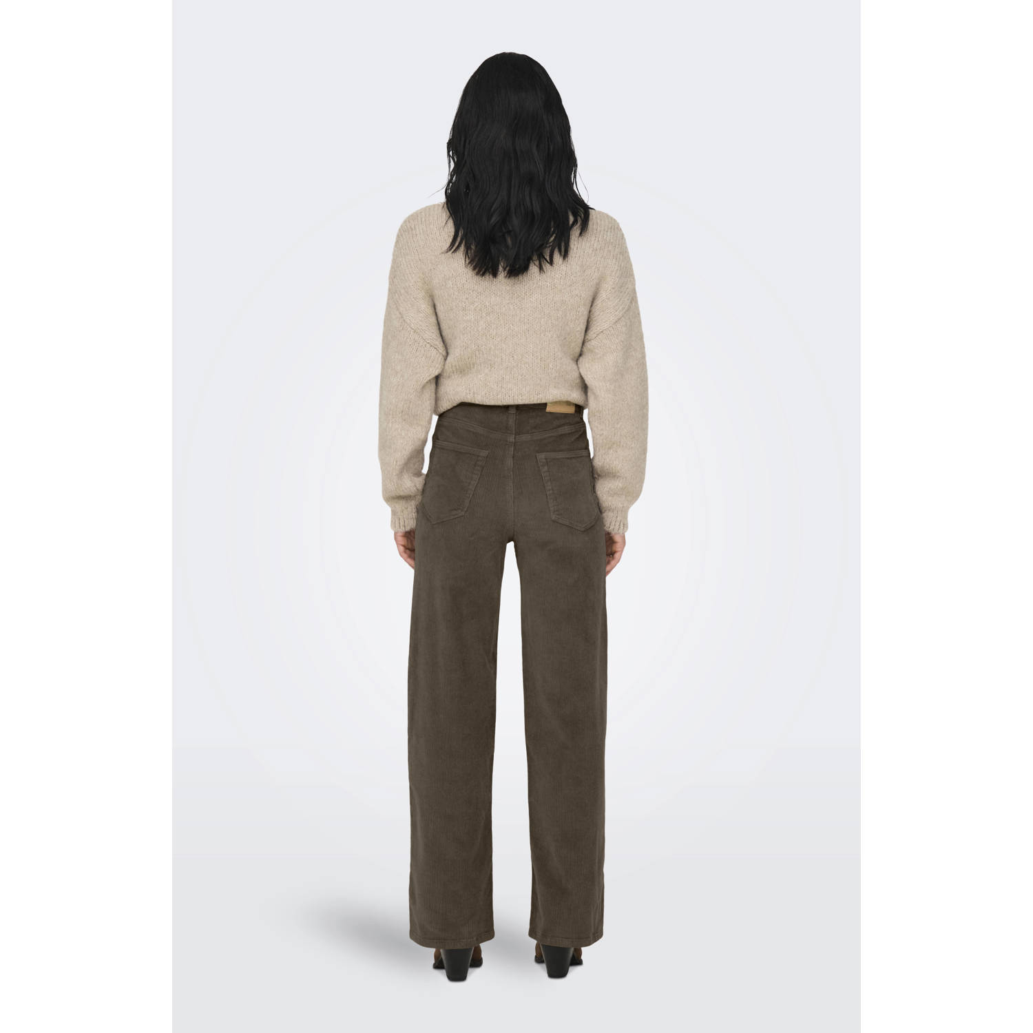 ONLY corduroy wide leg high waist casual broek