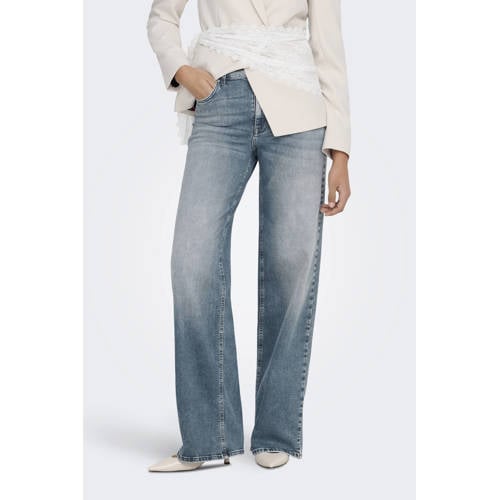 ONLY high waist wide leg jeans medium blue denim afbeelding