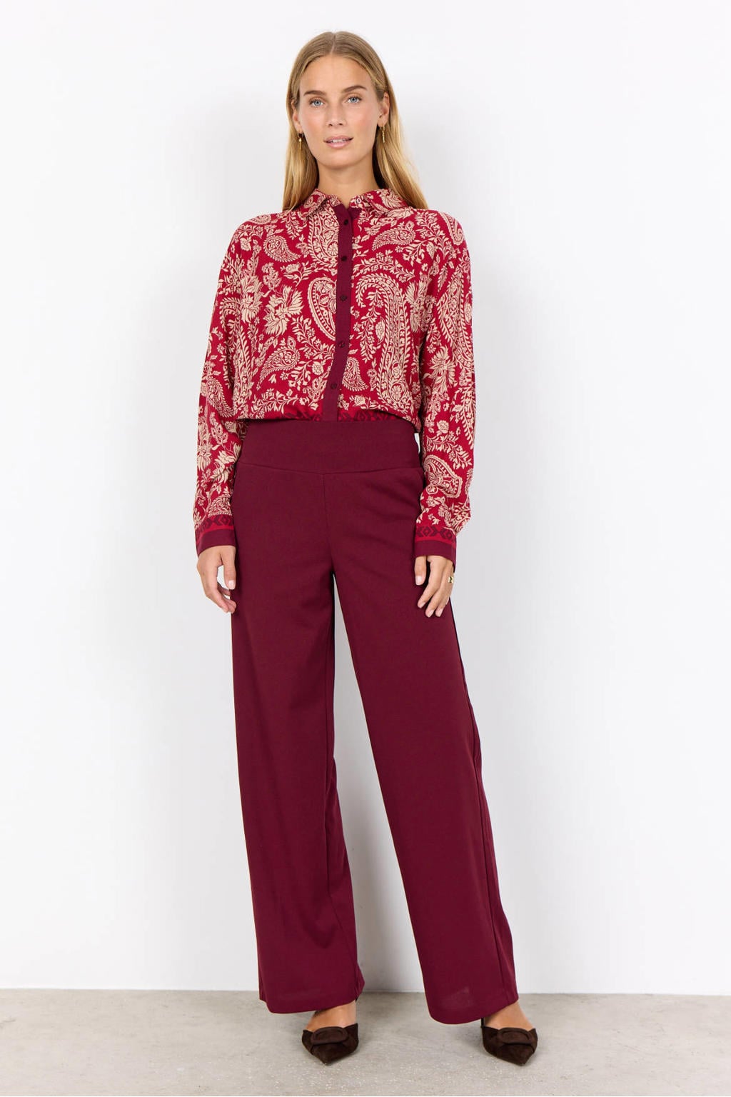 Soyaconcept regular waist pantalon donkerrood