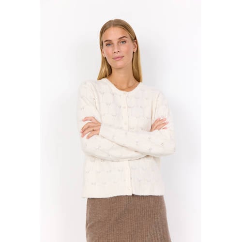 Soyaconcept gebreid vest wit broderie afbeelding
