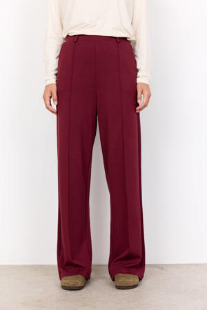 wide leg high waist casual broek donkerrood